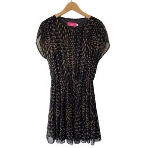 Pinky Otto Anthropologie Pleated Sheer Dress Artsy Print M